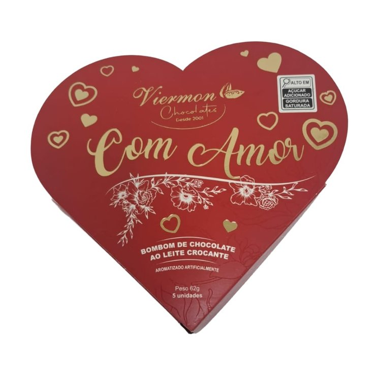 Bombom Viermon em Formato de Coração Com Amor