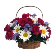 Cesta de Rosas e Flores mistas