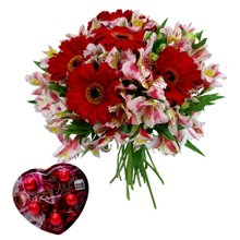 Buquê de Gérbera e Astromélia com Bombom Viermon