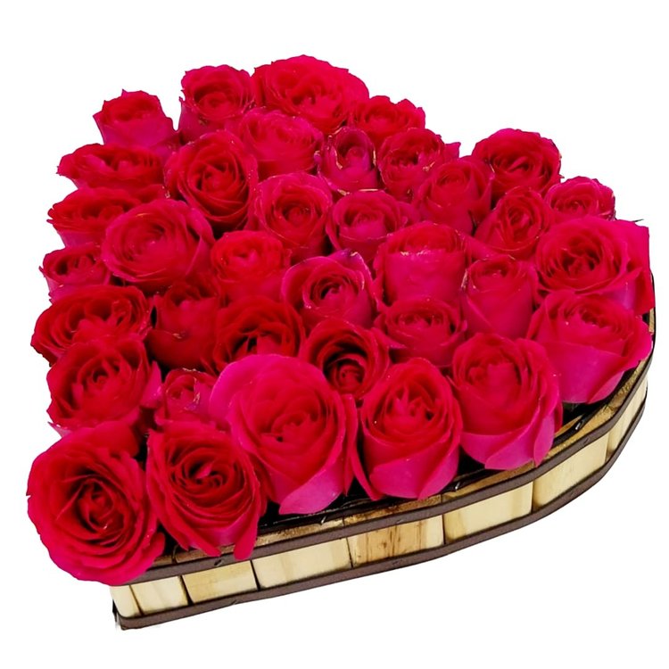 Coração de 36 Rosas Pink