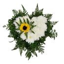 Arranjo de Coração: Crisântemo e girassol