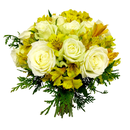 Buquê de 15 Rosas Brancas com Astromélias