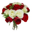 Buquê Rosas Vermelhas e Brancas Alma Gêmea
