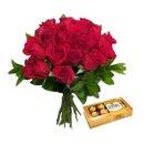 Buquê Luxo de Rosas Vermelhas e Ferrero Rocher