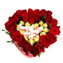 Coração Luxo Grande de Rosas e Chocolates