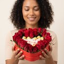 Coração Luxo Grande de Rosas e Chocolates