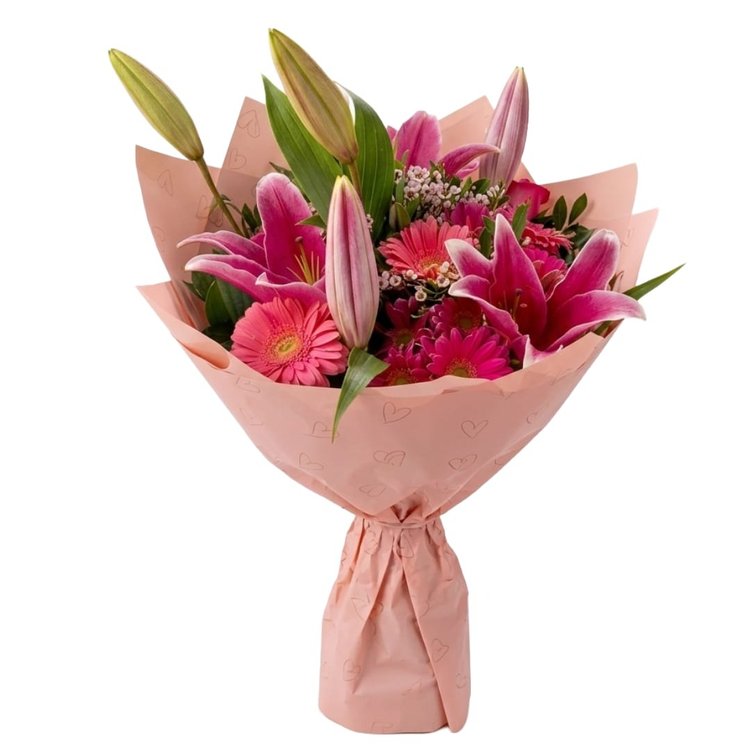 Buquê de Lírios Rosas e Flores Mistas