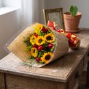 Buquê de Girassois e Rosas Vermelhas