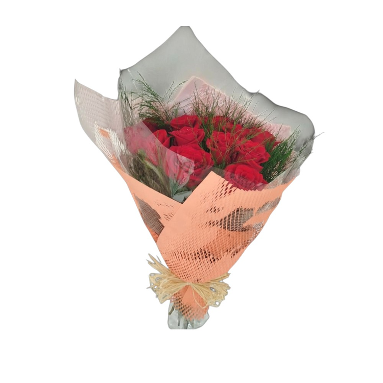 Buquê de Rosas Vermelhas Colmeia Pêssego