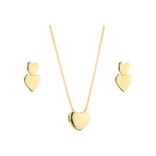 Conjunto de Colar e Brinco Coração Semijoia