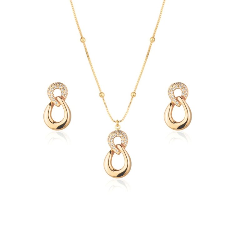 Conjunto  de Colar e Brincos Elos Semijoia