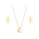 Conjunto Colar e Brinco Estrela Semijoia
