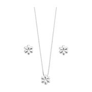 Conjunto Colar e Brinco Flor em Prata 925