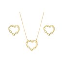 Conjunto Colar e Brinco  Coração Corrente Semijoia