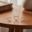 Conjunto Colar e Brinco  Coração Corrente Semijoia