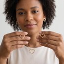 Conjunto Colar e Brinco  Coração Corrente Semijoia