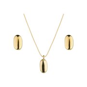 Conjunto de Colar e Brinco Oval Semijoia