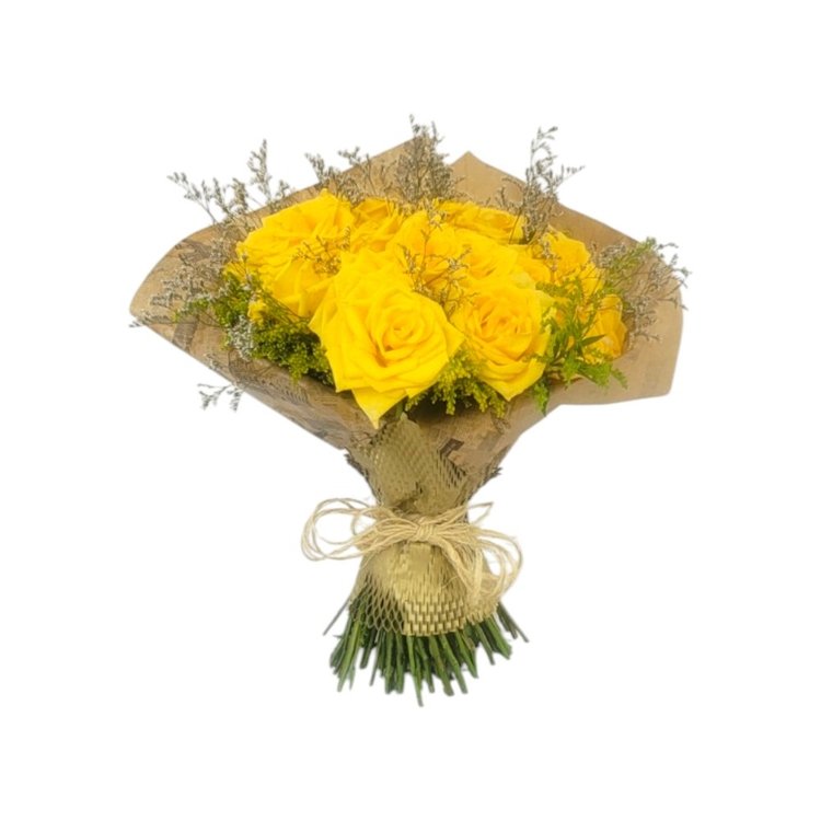 Buquê de Rosas Amarelas com 12 Rosas Amarelas