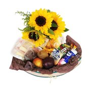 Cesta de Café da Manhã Com flores Girassol