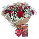 Buquê de Rosas Vermelhas e Chocolates Importados
