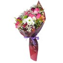 Buquê de Flores do Campo Margarida e Rosas Cor de Rosa