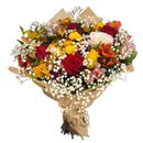 Buquê de Rosas Coloridas e Flores Mistas