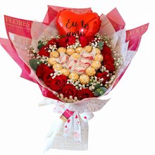 Buquê Rosas com Chocolates I Love You