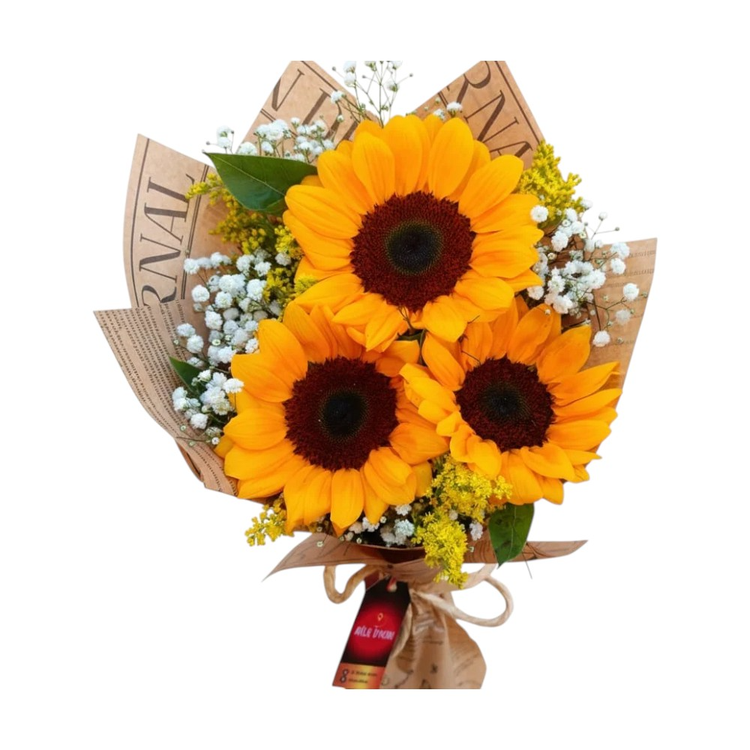 Buquê de Girassol Três Raios de Sol