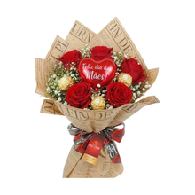 Buquê de Rosas com Ferrero Rocher Encanto de Mãe 