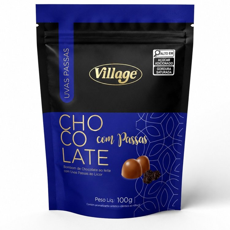 Bombom de Chocolate ao Leite com Uvas Passas ao Licor