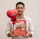 Sacola Love com pelúcia chocolate e visor