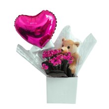 Box Branca Amor com Flor e Pelúcia