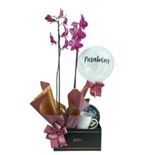 Caixa Giuliana flores com Orquídea e balão 