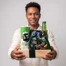 Cesta de Cerveja com Petiscos no Baú