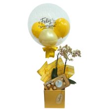 Caixa Feliz Aniversário Orquídea com Ferrero e Balão 