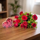 Buquê De 12 Rosas Vermelhas Com Chocolate Coração