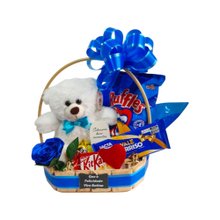 Cesta de Pelucia e Rosa Azul 