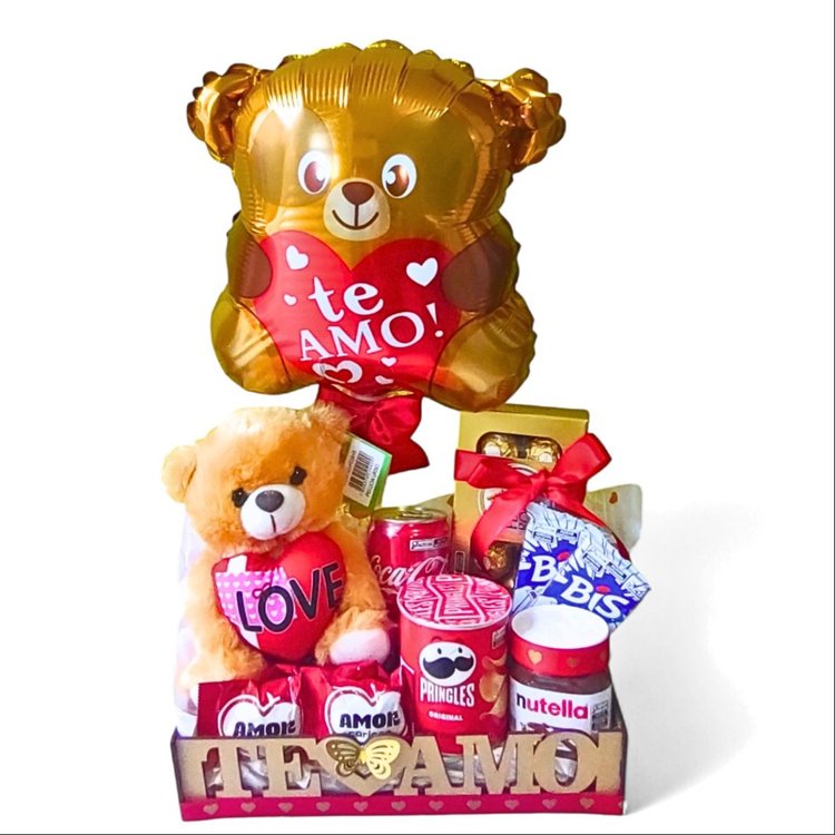 Cesta Love Ursinho e Balão