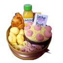 Cesta Grazin Aniversário Rosa com Bolo