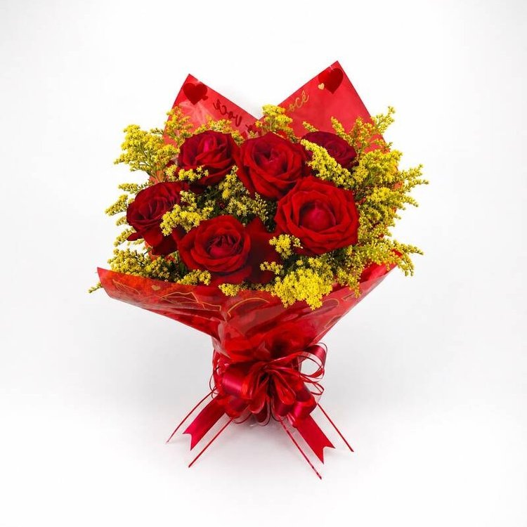 Buquê 7 rosas vermelhas Radiante