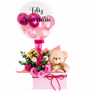 Flores, Pelúcia, Chocolate e Balão Personalizado