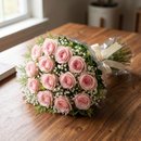 Buquê Clássico com 12 Rosas Nacionais Rosa Claro