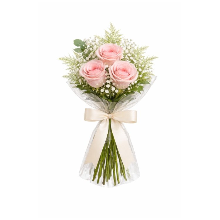 Buquê Trio de Rosas Claras Nacionais