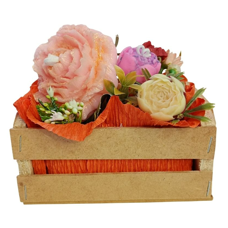 Arranjo Aromático Flores Vela e Cera Pequeno