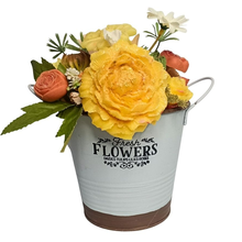 Balde Floral Com Wax Melts Flores Amarelo Grande