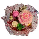 Mini Buquê de Peônia e Mini Rosas de Cera Aromática