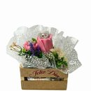 Arranjo Pequenos Carinhos com Vela Botão de Rosa