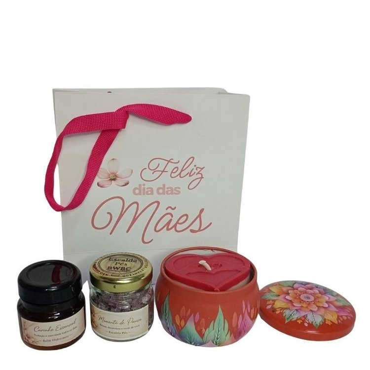 Kit Spa dos Pés e Vela Aromática Algodão Dia das Mães