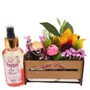 Arranjo Floral com Óleo Trifásico Psyque Feliz Dia