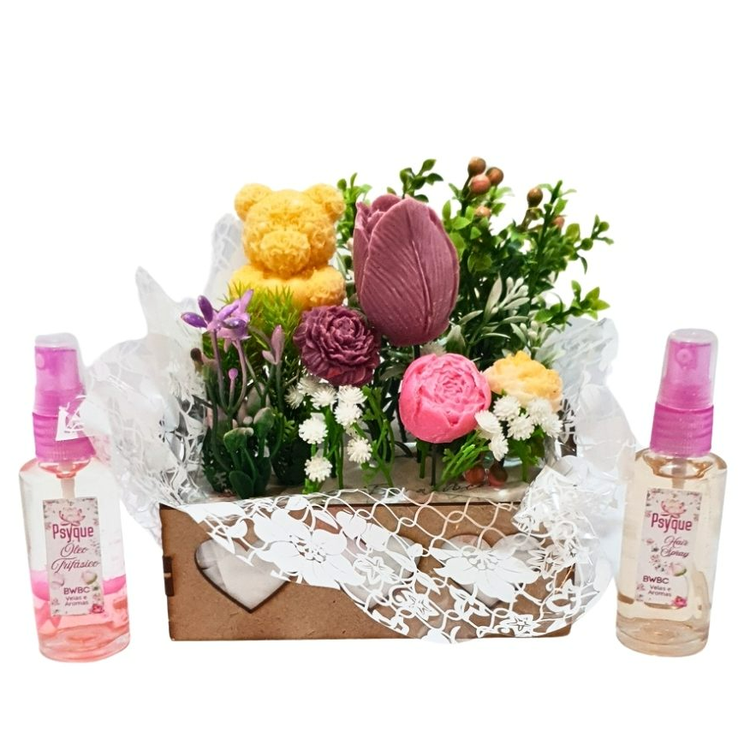 Kit Aromaterapia Cabelo e Pele, Ursinhos e Flores